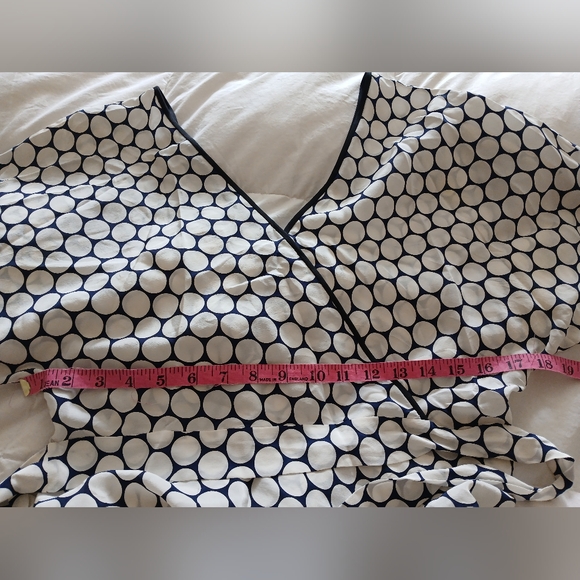 New. Asymetric Polka Dot Black/ Ivory Wrap 100% Silk Maxi Dress. - Picture 10 of 12